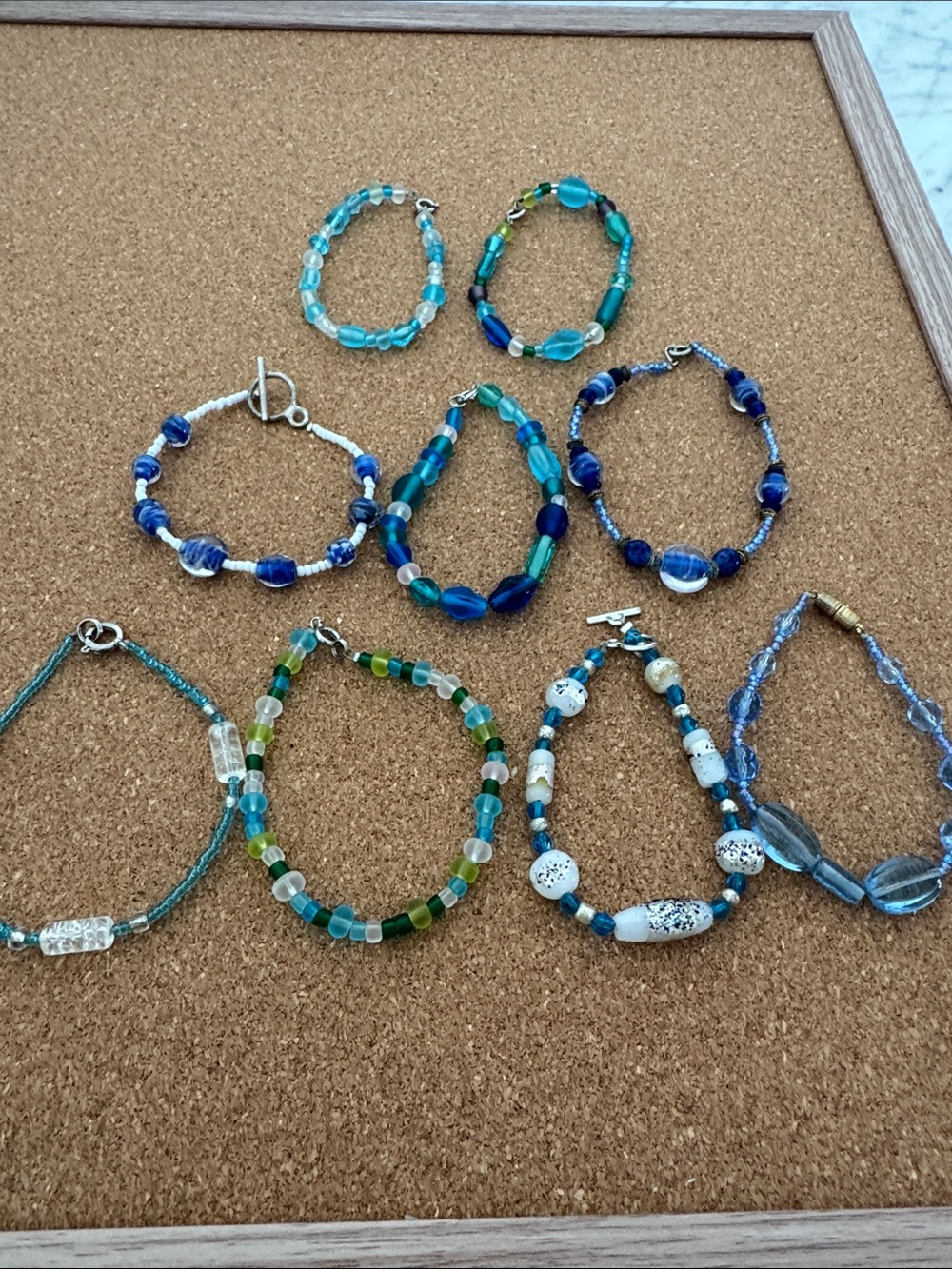 Handmade Blue & Green Beaded Women’s Bracelet Collection